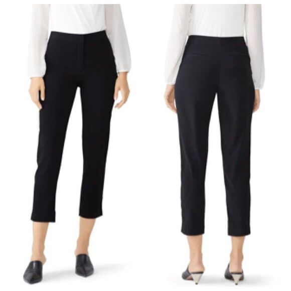Co Essentials Black Cigarette Trousers Cropped Pants Japanese Fabric Womens XS